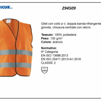 Gilet av 100% pes chiusura con velcro arancio