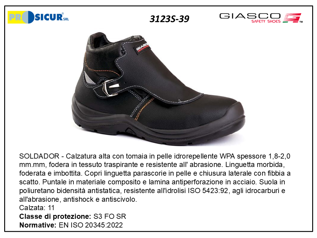 3123S-39 - Soldador calz.alta pelle wru protezione metatarsale s3 fosr