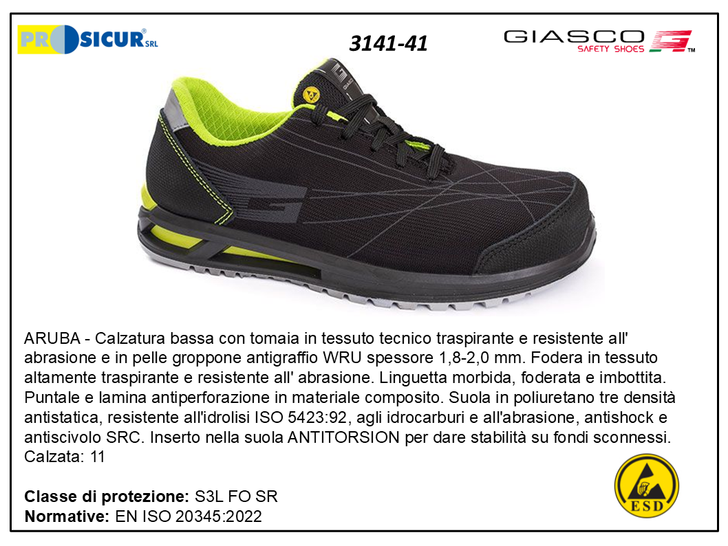 3141-41 - Aruba calz.bassa tex e pelle wru punt/lam.composito s3lfosr