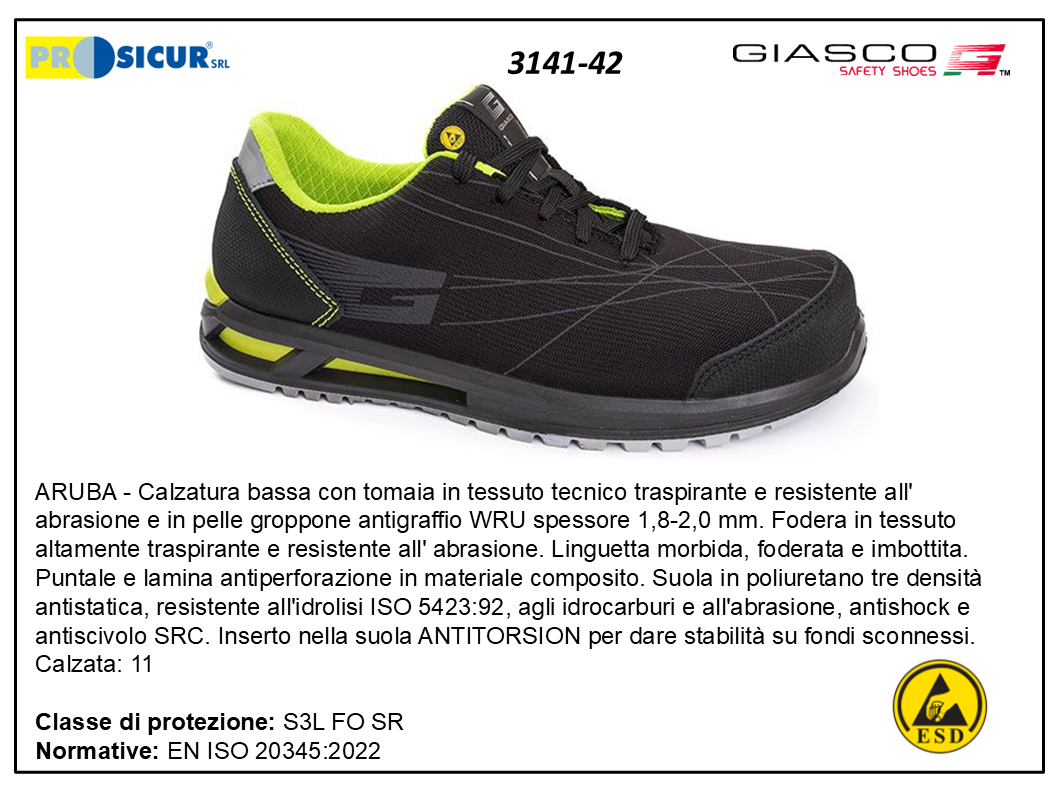 3141-42 - Aruba calz.bassa tex e pelle wru punt/lam.composito s3lfosr