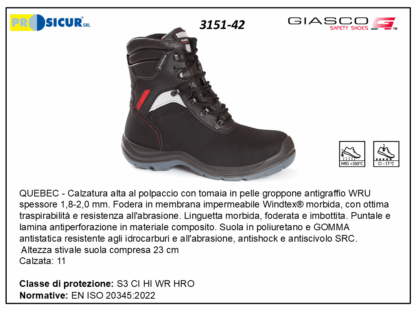 Quebec stivale pelle groppone punt/lam.composito s3cihiwrhro