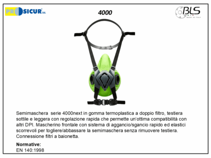 Semimaschera in gomma termopl.filtri a baionetta m/l