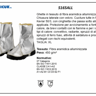 Ghette in fibra aramidica alluminizzata chiusura velcro