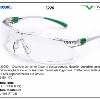 506u030000 occhiale lente pc panoramica aste regolabili h/l