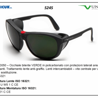 566000050 occhiale lente pc verde ir5 protezioni laterali