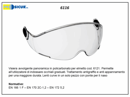 Visiera panoramica pc clear per elmetto cod.6121 - 6122