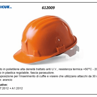 Elmetto di protezione c/fasciaantisudore colore arancio