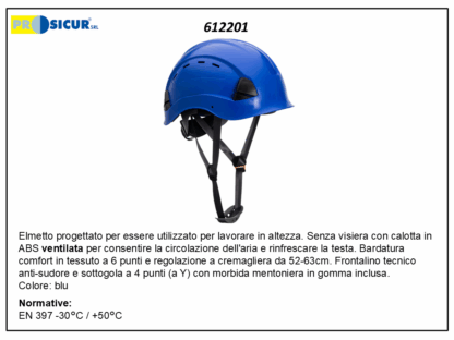 Elmetto senza visiera in abs 6punti/ancor.ventilato blu