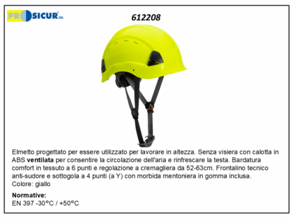 Elmetto senza visiera in abs 6punti/ancor.ventilato giallo