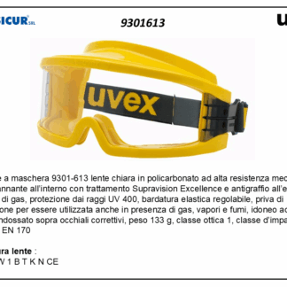 Occhiale a maschera a tenuta di gas lente pc incolore
