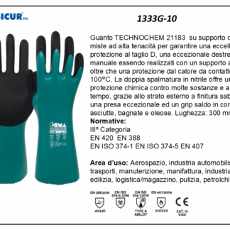 1333G-10 - (Quantità per Confezione: 12 PA) - Guanto doppia spalm.nitrile sufibre alta tenacita taglio d