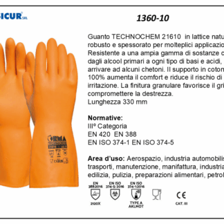 1360-10 - (Quantità per Confezione: 12 PA) - Guanto in lattice naturale supporto cot.100% l 330mm