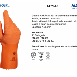 1415-10 - (Quantità per Confezione: 50 PA) - 321 guanto harpon lattice nat.aderenza rinforzata l 32 cm