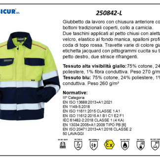 250842-L - Giubbetto av multiprotezione cot/pes/fib.condutt.giallo/blu