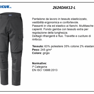 2624DAK12-L - Pantalone 63%pes 35%cotone 2% elastane multitasche 245gr