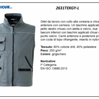 2631TEKGY-L - Gilet 60%cotone 40%poliestere multitasca grigio/nero