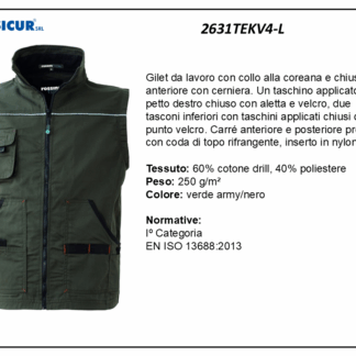 2631TEKV4-L - Gilet 60%cotone 40%poliestere multitasca oliva/nero