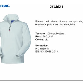 264802-L - Pile 100% poliestere collo alto zip corta bianco