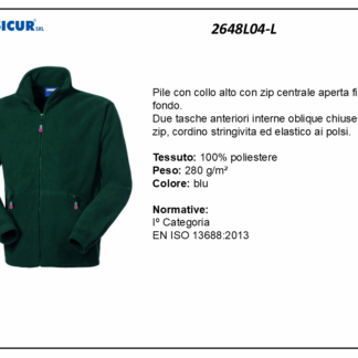 2648L04-L - Pile 100% poliestere collo alto zip lunga verde