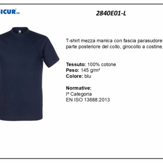 2840E01-L - (Quantità per Confezione: 2 PZ) - T-shirt girocollo 100% cotone blu