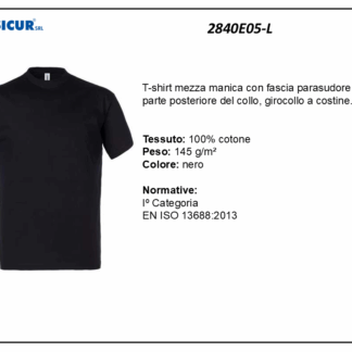 2840E05-L - (Quantità per Confezione: 2 PZ) - T-shirt girocollo 100% cotone nero