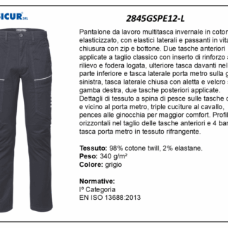 2845GSPE12-L - Pantalone 98%cotone 2%elastaneinvernale multitasca grigio