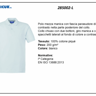 285002-L - Polo 100% cotone pique m/c bianco
