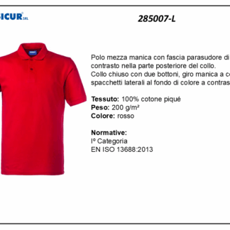 285007-L - Polo 100% cotone pique m/c rosso