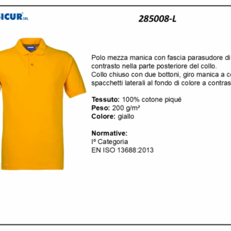 285008-L - Polo 100% cotone pique m/c giallo