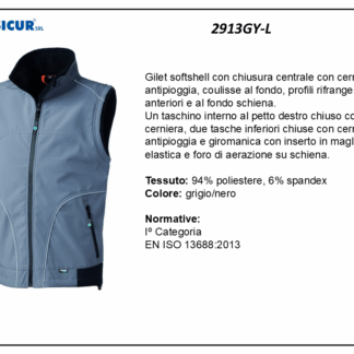 2913GY-L - Gilet softshell 94%poliestere 6%spandex grigio/nero