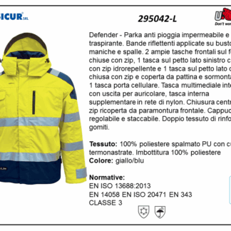295042-L - Parka av 100% pes spalmato pu imbott.100% pes giallo/blu