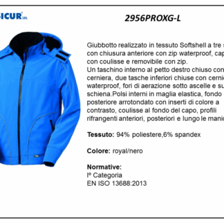 2956PROXG-L - Giubbotto 94%polies.6% spandeximbott.c/cappuccio royal/nero