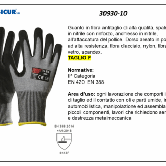 30930-10 - (Quantità per Confezione: 12 PA) - Guanto in fibra antitaglio cutf palmo nitrile microporoso