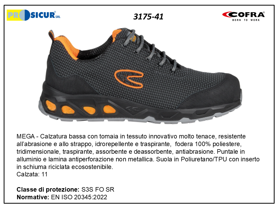 3175-41 - Calz.bassa mega tex tecnico punt.allum.lam/no metal s3 src