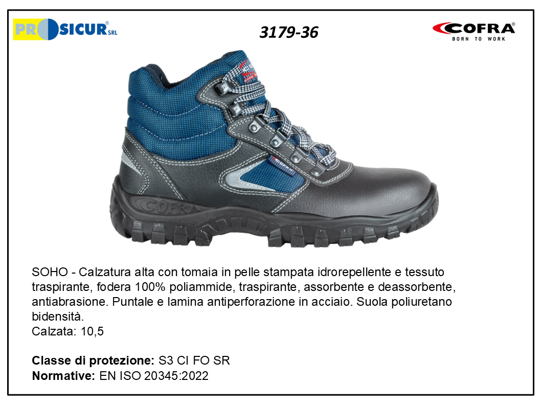 3179-36 - Soho calz.alta pelle idrorep. punt/lamina acciaio s3 ci fosr