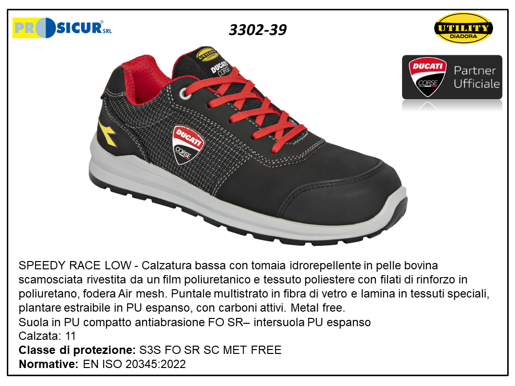 3302-39 - Speedy calz.bassa pelle scam/ tex punt/lam nometal s3sfosrsc