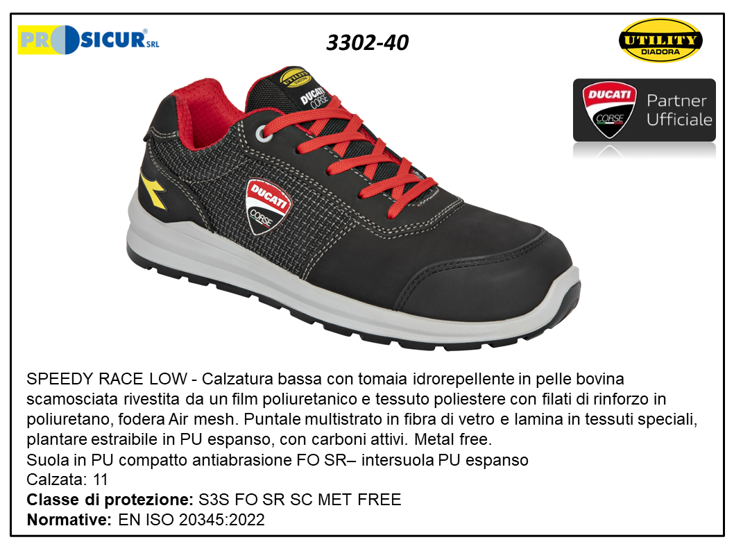 3302-40 - Speedy calz.bassa pelle scam/ tex punt/lam nometal s3sfosrsc