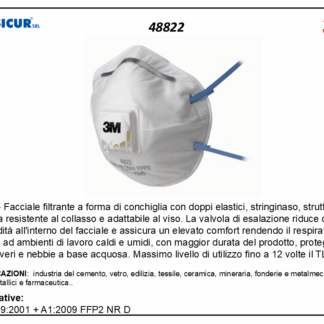 8822 facciale filtrante a conchiglia c/valvola ffp2 nrd