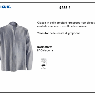 5155-L - Giacca pelle crosta groppone chiusura centrale c/velcro