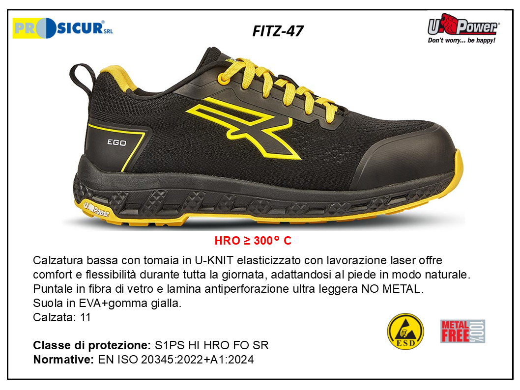 FITZ-47 - Calz.bassa tex elasticizzato punt/lam nometal esd s1ps hro