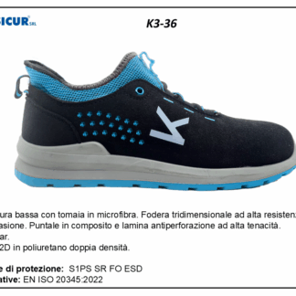 K3-36 - Calz.bassa microfibra puntale compos.lam/tex s1ps sr fo esd