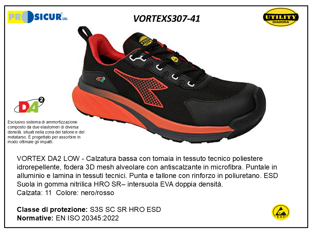VORTEXS307-41 - Calz.bassa tex tecnico puntalealluminio lam/tessuto s3s esd