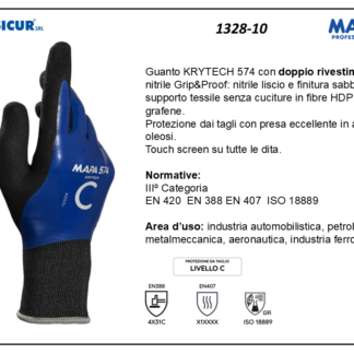 1328-10 - (Quantità per Confezione: 48 PA) - 574 guanto krytech doppio riv nitrile grip&proof taglio c