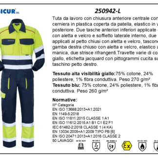 250942-L - Tuta pentavalente pes/cotone alta visibilita' giallo blu