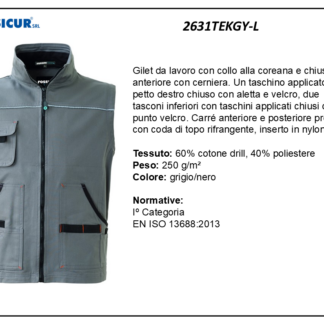 2631TEKGY-L - Gilet 60%cotone 40%poliestere multitasca grigio/nero