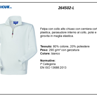 264502-L - Felpa 20% pes 80% cotone mezzazip bianco
