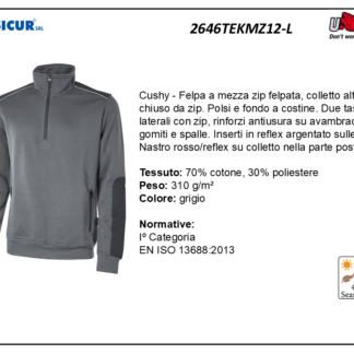 2646TEKMZ12-L - Felpa 70%cotone 30%pes 310gr mezza zip grigio