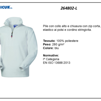 264802-L - Pile 100% poliestere collo alto zip corta bianco