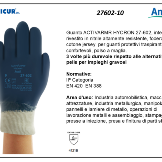 27602-10 - (Quantit&agrave; per Confezione: 12 PA) - Guanto activarmr hycron rivestnitrile polso a maglia