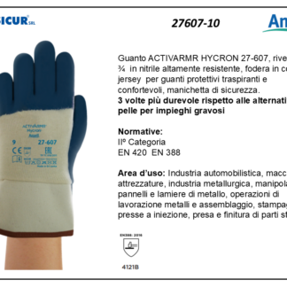 27607-10 - (Quantit&agrave; per Confezione: 144 PA) - Guanto activarmr hycron rivest3/4 nitrile c/manichetta